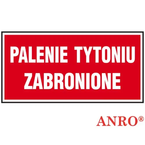 Znak ochrony ppoż. „Palenie tytoniu zabronione 200x400 ”Z-48P ANRO